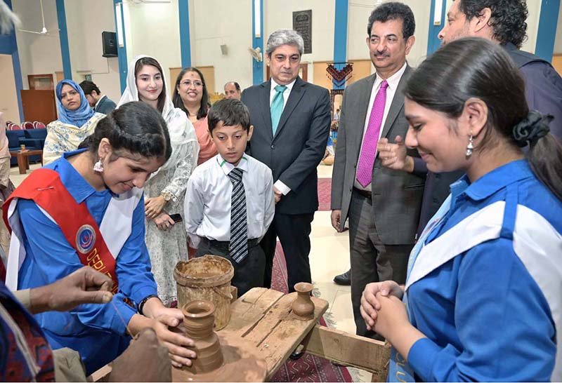 Nadeem Mahbub, Secretary Education, Ministry of Federal Education and Professional Training and Asad Rehman Gilani, Secretary, National Heritage & Culture Division visiting different stall during Federal Directorate of Education launches Heritage Education ‘Know your heritage, preserve your heritage’ at IMCG F-10/2