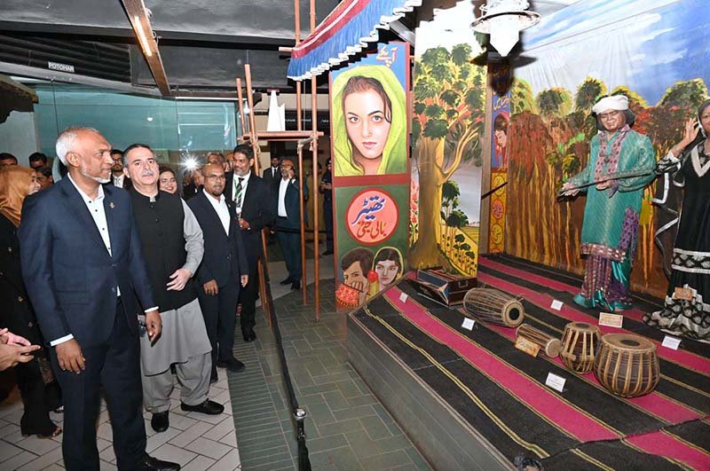 President of the Republic of Maldives Dr. Mohamed Muizzu being briefed during his visit to Lok Virsa Museum