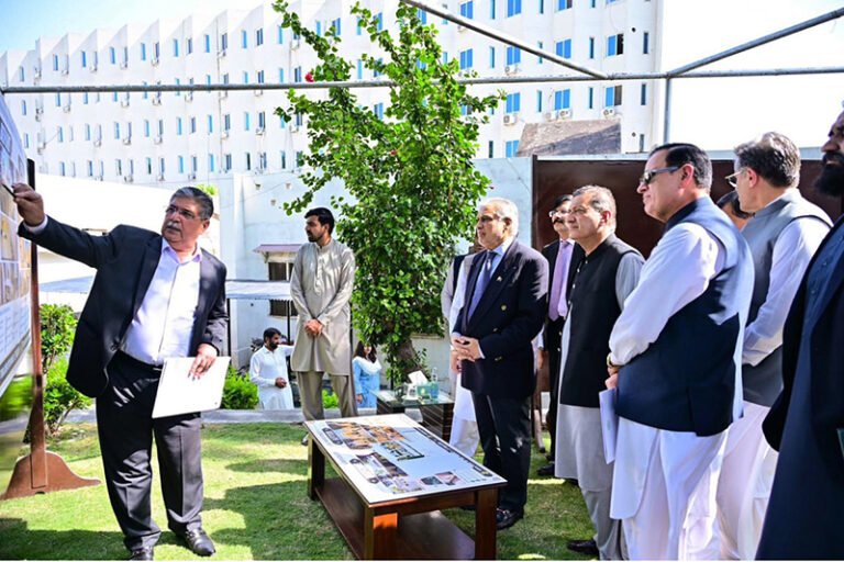 Deputy Prime Minister/Foreign Minister Senator Mohammad Ishaq Dar performing the groundbreaking ceremony for the expansion and renovation of the Foreign Office Mosque