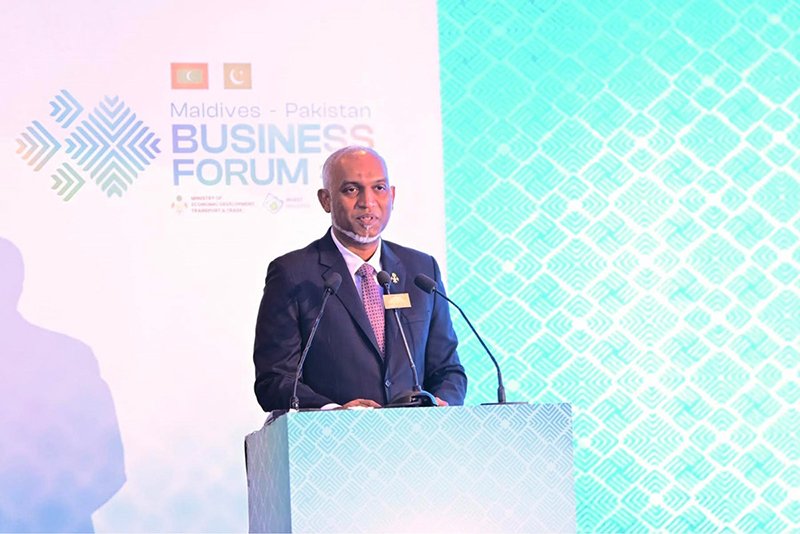 President of the Maldives Dr. Muhammad Muizzu addresses the Maldives-Pakistan Business Forum