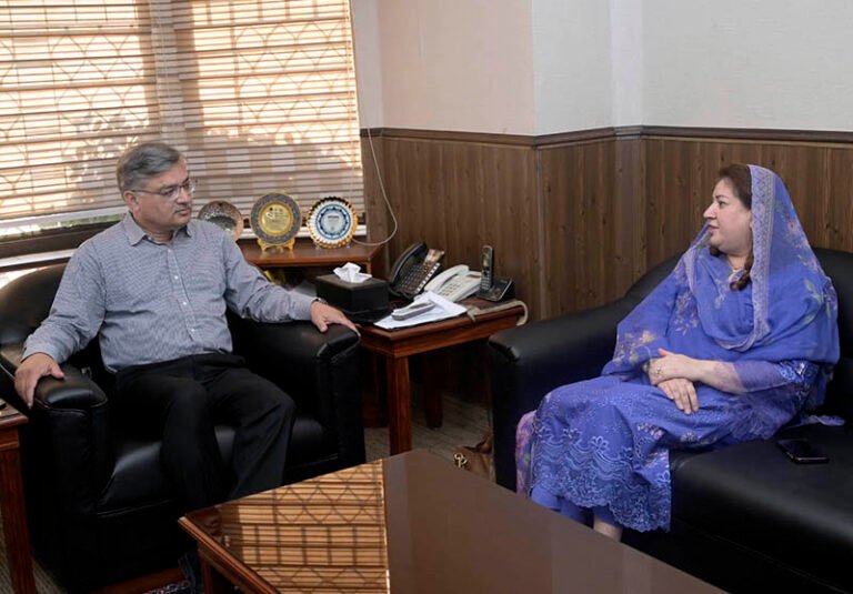 Acting Managing Director, Associated Press of Pakistan (APP), Sabeen Usman Khattak, calls on Vice Chancellor, Allama Iqbal Open University, Prof. Dr. Nasir Mahmood, at Allama Iqbal Open University