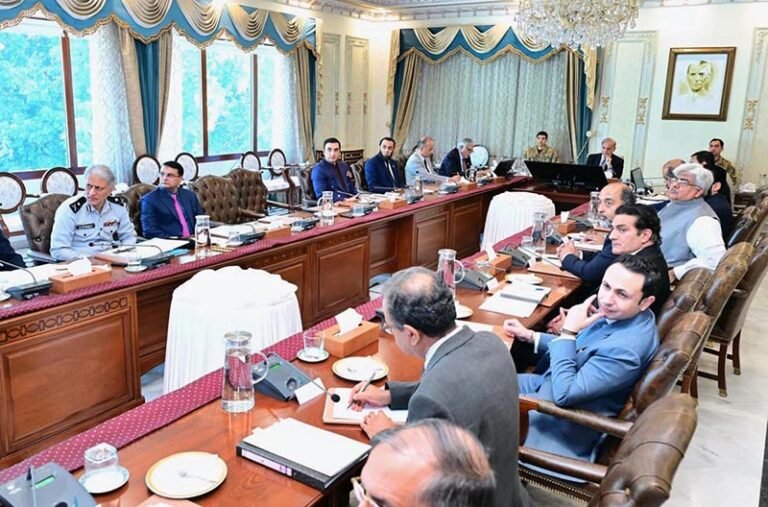 Prime Minister Muhammad Shehbaz Sharif chairing a meeting regarding improvement of services of Pakistani Airports.