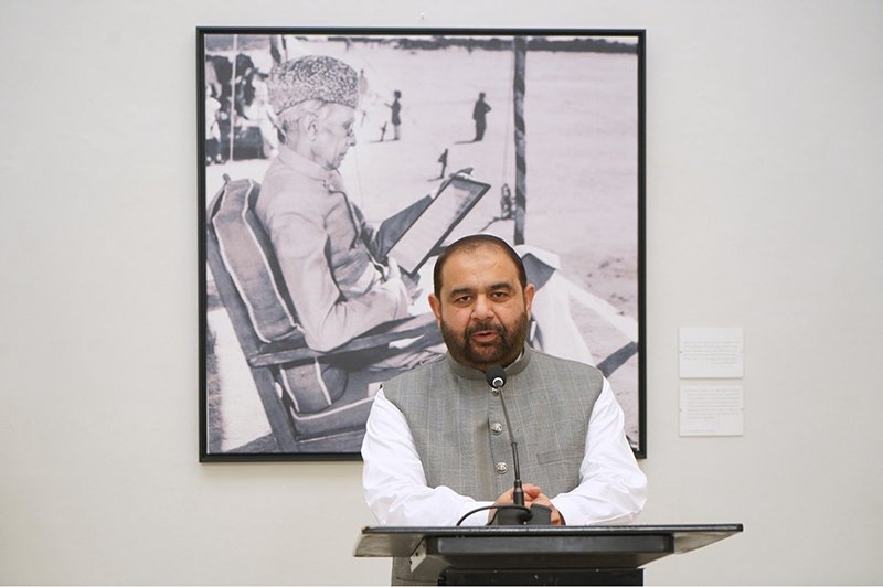 Federal Minister for National Heritage and Culture Aurangzeb Khan Khichi addressing students during the inaugural session of the "Beyond the Syllabus" lecture series at the National Library of Pakistan