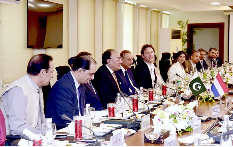 Federal Minister for Finance and Revenue, Senator Muhammad Aurangzeb, hosting a luncheon in honour of a Dutch business delegation led by Founders Carbon Network (FCN), to discuss investment opportunities, trade and stronger bilateral.