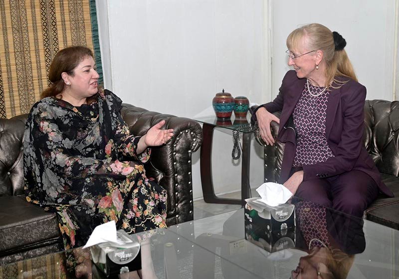 Acting Managing Director Sabeen Usman Khattak meeting with German Ambassador to Pakistan Ms. Ina Lepel at APP Headquarters.