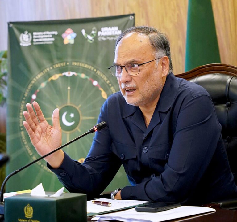 Federal Minister for Planning, Development Ahsan Iqbal addressing a roundtable meeting on building a value-based society, character development and shared responsibility, emphasizing the importance of integrity, ethics and equality as key pillars of Pakistan’s development agenda under URAAN Pakistan.