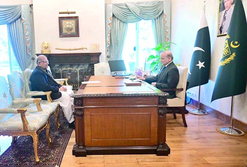 Federal Minister for Housing Riaz Hussain Pirzada called on Prime Minister Muhammad Shehbaz Sharif.
