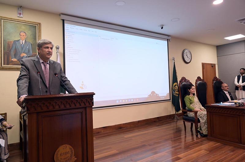 Director General NIPA Islamabad, Mr. Asim Iqbal, addressing to participants during the passing-out ceremony of the 47th Mid-Career Management Course at NIPA