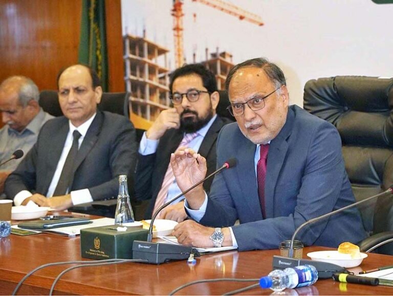 Federal Minister for Planning, Development and Special Initiatives Ahsan Iqbal chairs the meeting of the eighth National Economic Mission under the “Uraan Pakistan” framework, focusing on the Housing, Construction and Real Estate Market Activation Mission