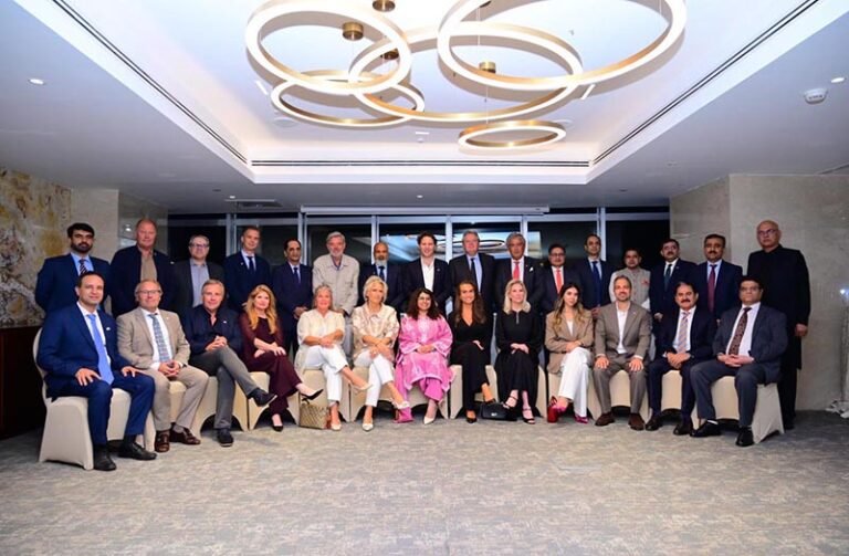 Federal Secretary for Commerce Jawad Paul, Dutch Ambassador to Pakistan Robert-Jan Siegert, Special Secretary Commerce Syed Hamid Ali, and senior officials of the Ministry of Commerce pose for a group photograph with the visiting Dutch business delegation led by Ms. Merlin Melles, following a business dinner hosted in Islamabad to strengthen bilateral trade, investment and business cooperation between Pakistan and the Netherlands