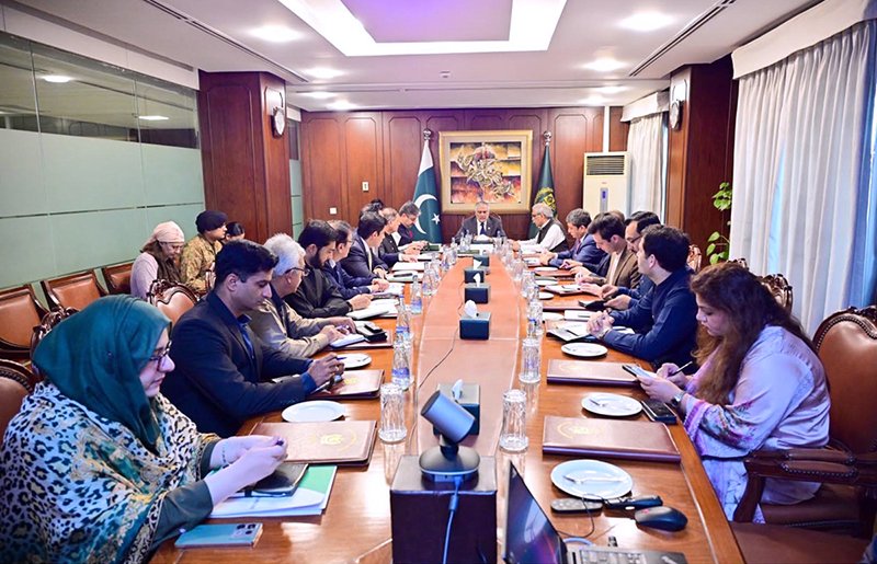 Deputy Prime Minister/Foreign Minister Senator Mohammad Ishaq Dar chairing a meeting to review preparations for the SCO Council of Heads of State Summit, at the Ministry of Foreign Affairs.