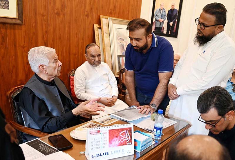 Defense Minister Khawaja Muhammad Asif is listening to the public's grievances at his office