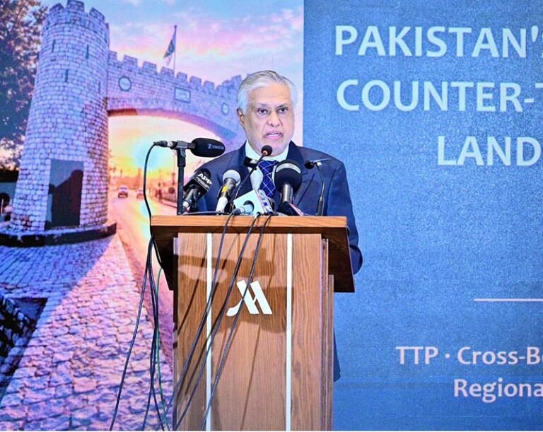 Deputy Prime Minister/Foreign Minister Senator Mohammad Ishaq Dar delivering keynote address at the International Conference ‘Pakistan’s Evolving Counterterrorism Landscape: TTP, Cross-Border Threats and Regional Security’ organized by Institute of Strategic Studies Islamabad (ISSI)