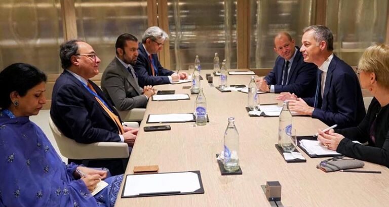 Federal Minister for Finance and Revenue, Senator Muhammad Aurangzeb, meeting with Mr. Alexander De Croo, UNDP Administrator and United Nations Under-Secretary-General, to discuss development financing, climate resilience and employment
