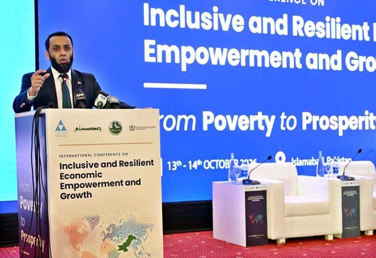 Federal Minister for Information and Broadcasting, Attaullah Tarar addressing to International Conference on “Inclusive and Resilient Economic Empowerment and Growth” organized by Pakistan Poverty Alleviation Fund (PPAF) at local hotel