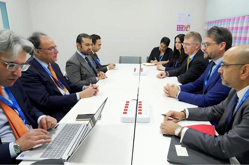 Federal Minister for Finance and Revenue, Senator Muhammad Aurangzeb, meeting with the Abu Dhabi Commercial Bank delegation to discuss financing transactions, infrastructure investment and digital finance