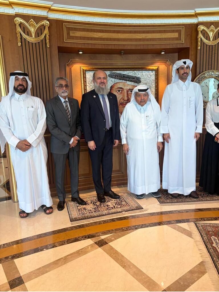 Federal Minister for Commerce Jam Kamal Khan meets H.E. Sheikh Faisal Bin Qassim Al-Thani, Chairman of the Qatar Businessmen Association, on the sidelines of the World Investment Forum 2026 to discuss strengthening bilateral trade, investment and business partnerships, particularly in IT, logistics, agriculture and food security