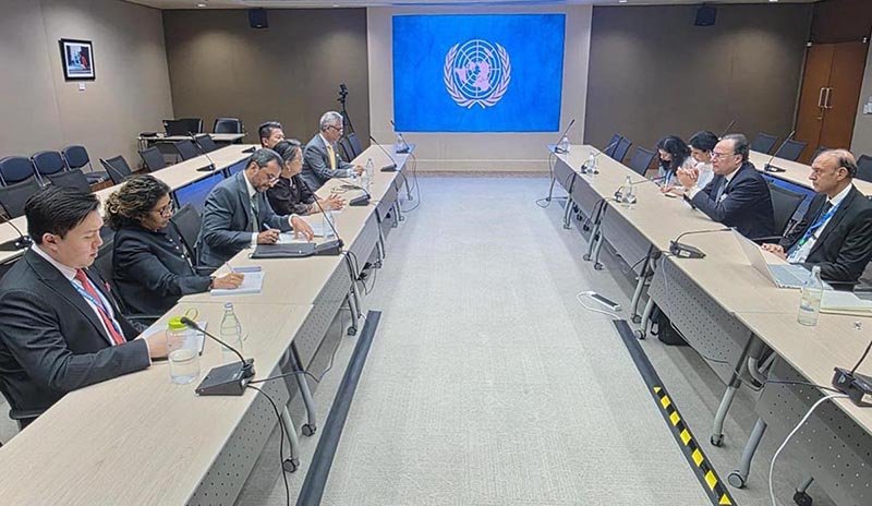 Federal Minister for Finance and Revenue, Senator Muhammad Aurangzeb, meeting with Ms. Armida Salsiah Alisjahbana, UN Under-Secretary-General and Executive Secretary of ESCAP, to discuss Pakistan's economic priorities, climate resilience and opportunities for technical cooperation