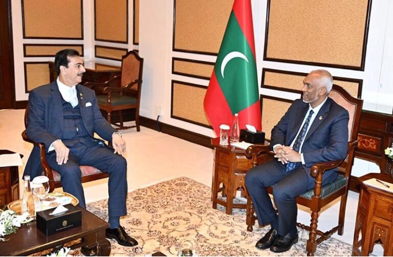 Chairman Senate, Syed Yousaf Raza Gilani in a meeting with the president of the Republic Of Maldives, Dr Mohamed Muizzu