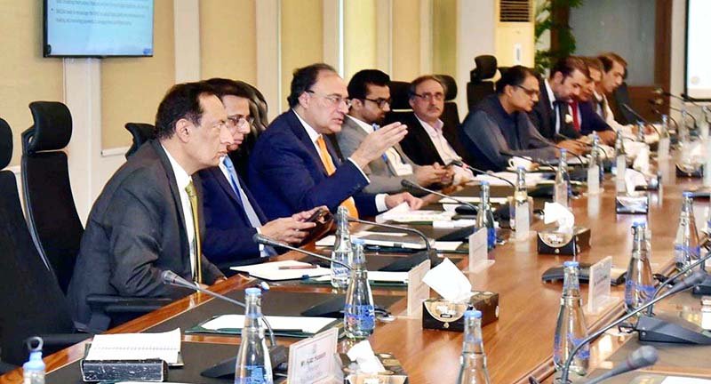 Federal Minister for Finance and Revenue, Senator Muhammad Aurangzeb, chairing the sixth meeting of the Access to Finance Steering Committee at the Finance Division.