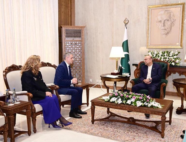 President Asif Ali Zardari in a meeting with Ambassador-designate of Azerbaijan, Mr Irfan Shakiroglu Davudov, following the presentation of credentials at Aiwan-e-Sadr
