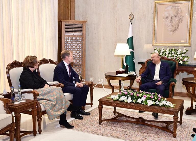 President Asif Ali Zardari in a meeting with Ambassador-designate of Norway, Sigvald Hauge, following the presentation of credentials at Aiwan-e-Sadr