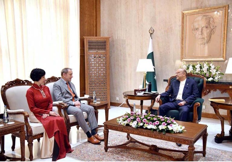 President Asif Ali Zardari meeting Ambassador-designate of France, Mr. Jean-Noël Poirier, following the presentation of credentials at Aiwan-e-Sadr