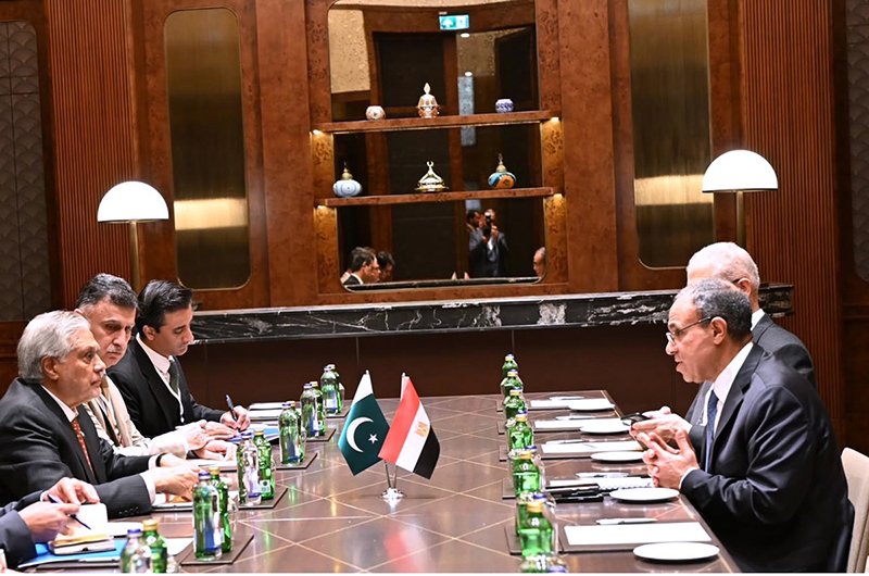 Deputy Prime Minister/Foreign Minister Senator Mohammad Ishaq Dar meeting the Foreign Minister of Egypt, Dr. Badr Abdelatty