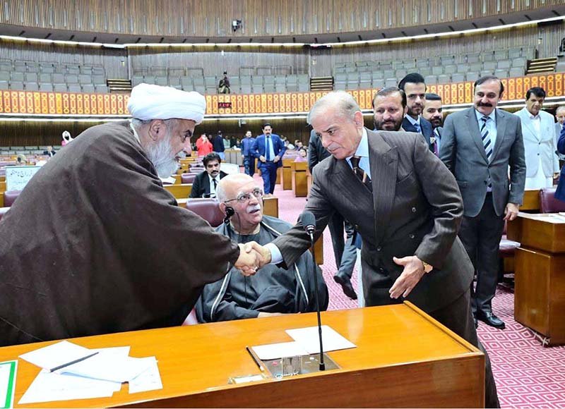 Prime Minister Muhammad Shehbaz Sharif meets with the Parliamentarians at the Joint session of the Parliament.