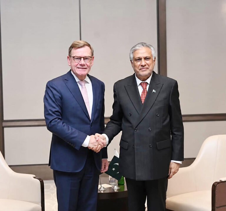 Deputy Prime Minister/Foreign Minister Senator Mohammad Ishaq Dar meeting the Federal Minister for Foreign Affairs of Germany, Johann Wadephul
