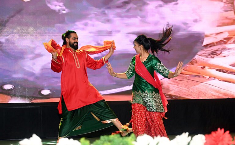 Artists perform a traditional dance during the launch ceremony of the China-Pakistan Information Corridor (CPIC) at the Pakistan-China Friendship Centre