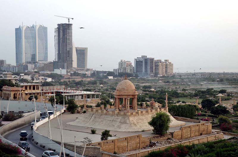 A picturesque view of the pavilion at Bagh Ibn-e-Qasim Park near Clifton Beach.