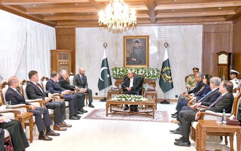 President Asif Ali Zardari in a meeting with Tomasz Siemoniak, Minister, Member of the Council of Ministers and Coordinator of Special Services of the Republic of Poland, at Aiwan-e-Sadr