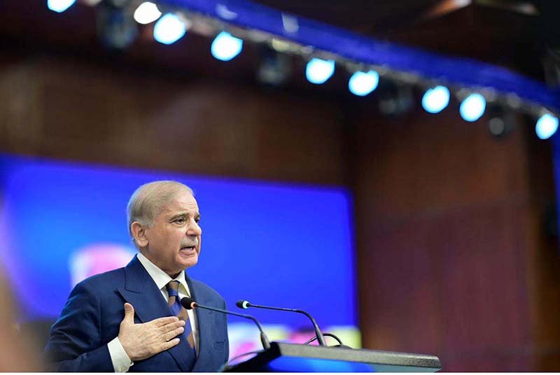 Prime Minister Muhammad Shehbaz Sharif addresses the launching ceremony of 500000 Chromebooks and Mifi Devices Scheme for brilliant students across Pakistan