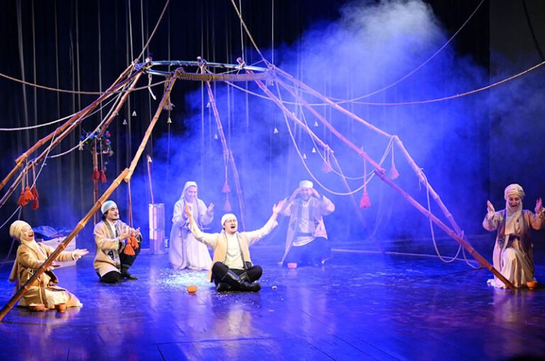 Kazakhstani artists perform in the stage play “Sholpan’s Sin” by Kostanay Drama Theatre during the 3rd Punjab International Theatre Festival at Alhamra