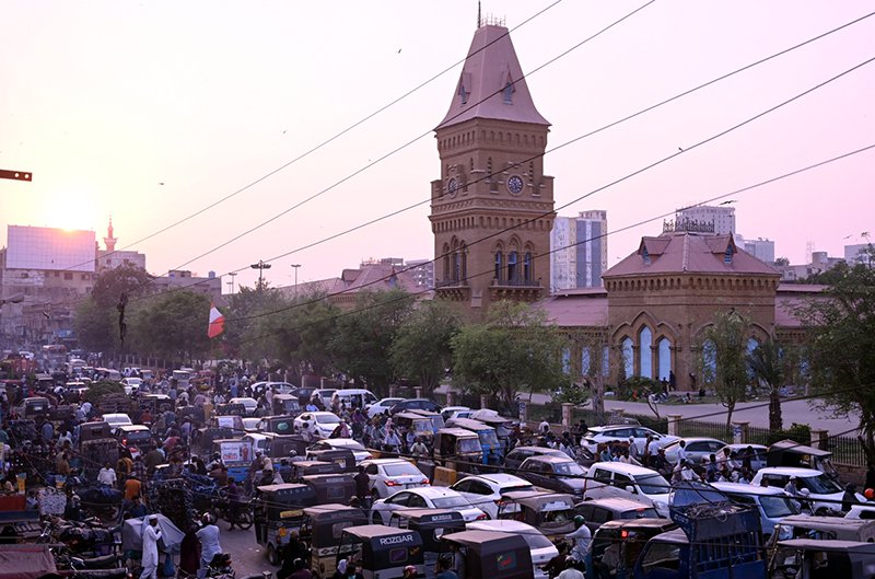 Heavy traffic congestion near Empress Market