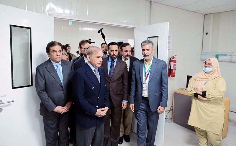 Prime Minister Muhammad Shehbaz Sharif takes a tour of various facilities in the newly inaugurated Pakistan China Friendship Hospital.