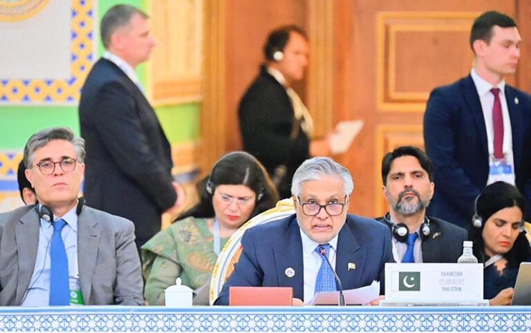 Deputy Prime Minister/Foreign Minister Senator Mohammad Ishaq Dar addressed the narrow-format session of the Shanghai Cooperation Organisation (SCO) Council of Heads of Government (CHG) meeting