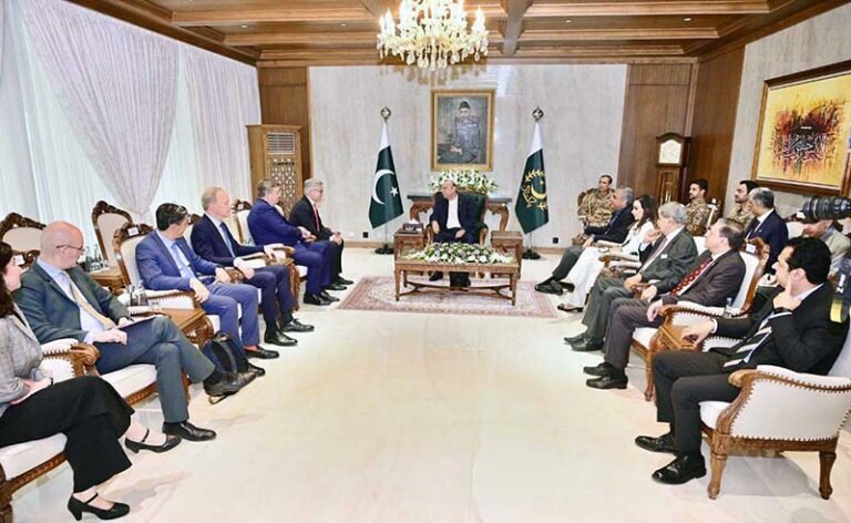 President Asif Ali Zardari talking to Mr Magnus Brunner, European Commissioner for Internal Affairs and Migration, at Aiwan-e-Sadr