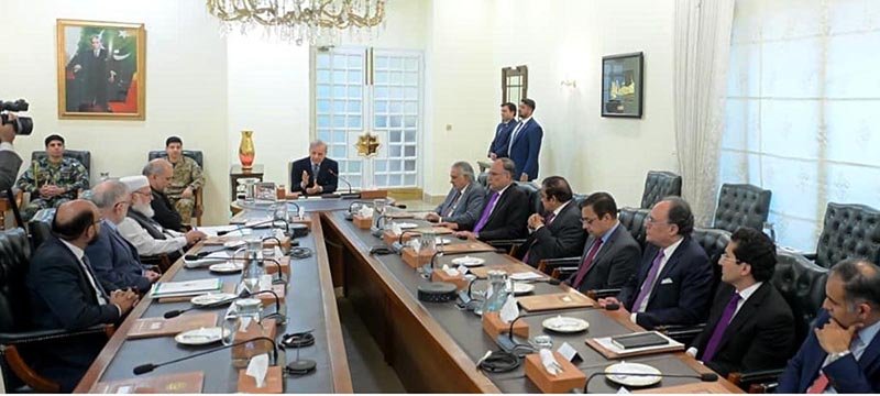 Prime Minister Muhammad Shehbaz Sharif meeting a delegation of Jamaat Islami at Prime Minister’s House.