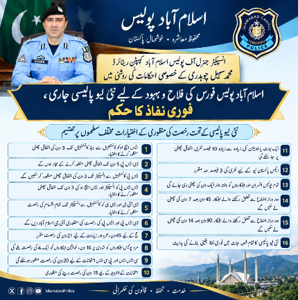 IGP Sohail announces weekly off, enhanced leave facilities for ICT Police personnel