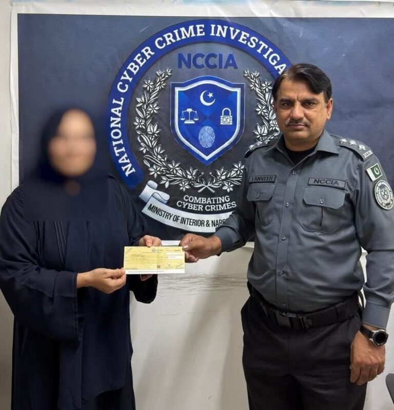 NCCIA Islamabad recovers woman’s money lost in cyber fraud