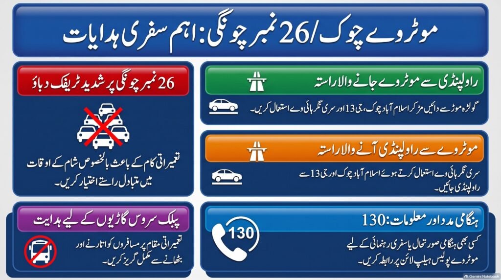 Motorway police advises commuters to use alternative routes amid construction work at 26 No Chungi
