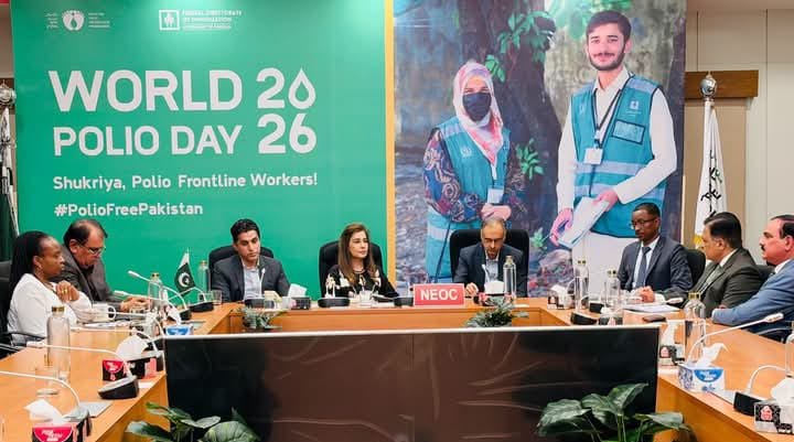 Secretary Health reviews polio eradication efforts at NEOC