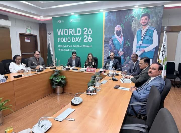 Secretary Health reviews polio eradication efforts at NEOC